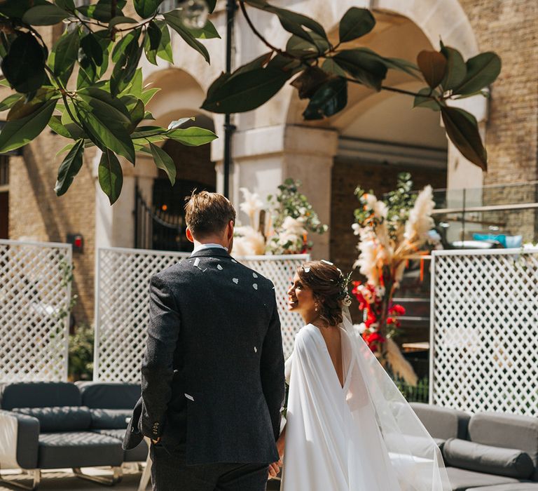 Devonshire Terrace For A Stylish Green &amp; White Wedding With Lots Of Foliage And Elegant Signage With Bride In Bespoke Pronovias And Images From Miss Gen