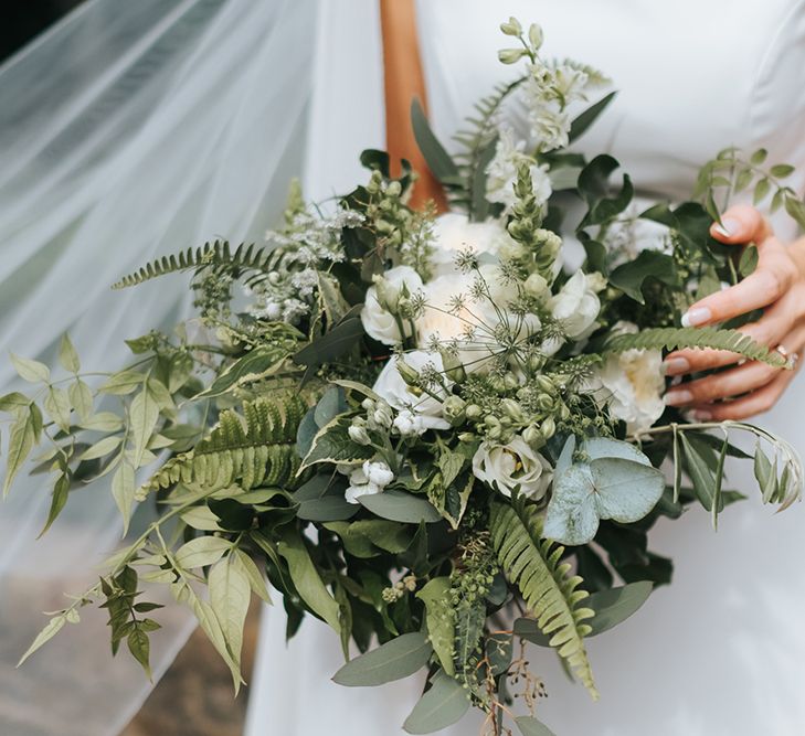 Devonshire Terrace For A Stylish Green &amp; White Wedding With Lots Of Foliage And Elegant Signage With Bride In Bespoke Pronovias And Images From Miss Gen