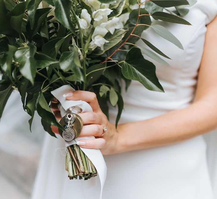 Devonshire Terrace For A Stylish Green &amp; White Wedding With Lots Of Foliage And Elegant Signage With Bride In Bespoke Pronovias And Images From Miss Gen