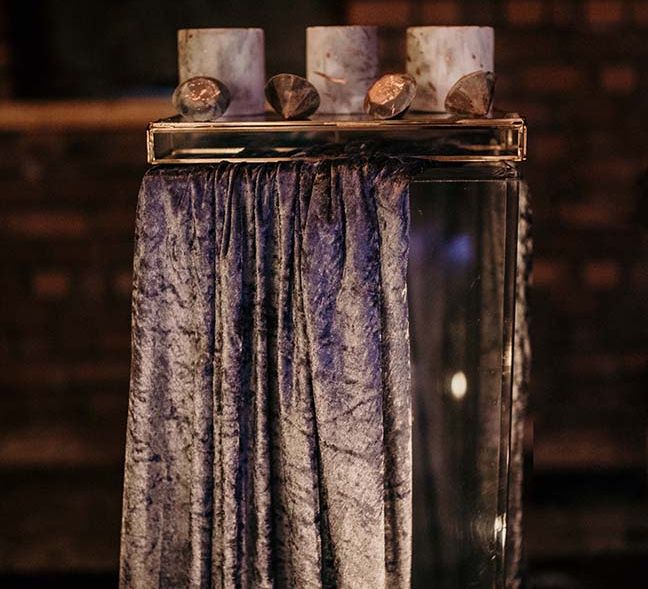 Velvet Table Cloth | Mini Marble Cakes | Industrial Wedding Inspiration at Victoria Warehouse in Manchester | Planning & Styling by The Urban Wedding Company | 2 Ducks Galleries