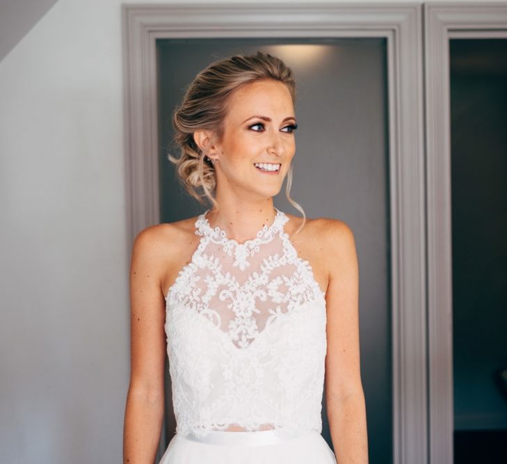 Bride in Watters Peyton Top & Gracia Skirt Bridal Separates | Outdoor Ceremony & Rustic Wedding at Patricks Barn, Sussex | Dale Weeks Photography | Love Filmed