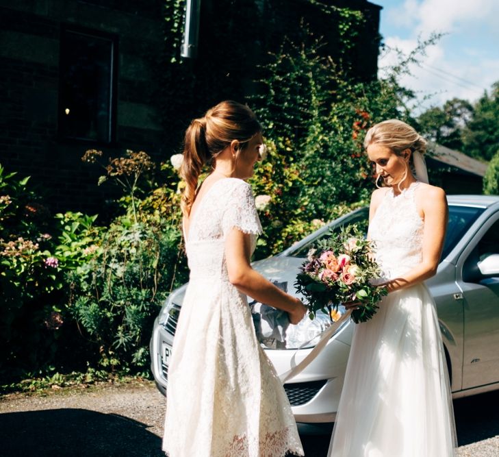 Bridal Party Entrance | Bride in Watters Peyton Top & Gracia Skirt Bridal Separates | White Marks and Spencer Bridesmaid Dress | Outdoor Ceremony & Rustic Wedding at Patricks Barn, Sussex | Dale Weeks Photography | Love Filmed