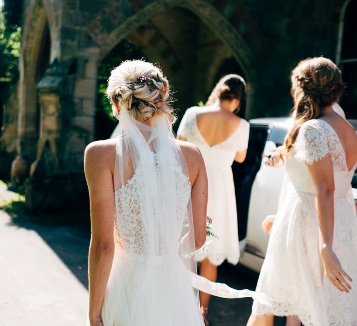 Bride in Watters Peyton Top & Gracia Skirt Bridal Separates | Outdoor Ceremony & Rustic Wedding at Patricks Barn, Sussex | Dale Weeks Photography | Love Filmed