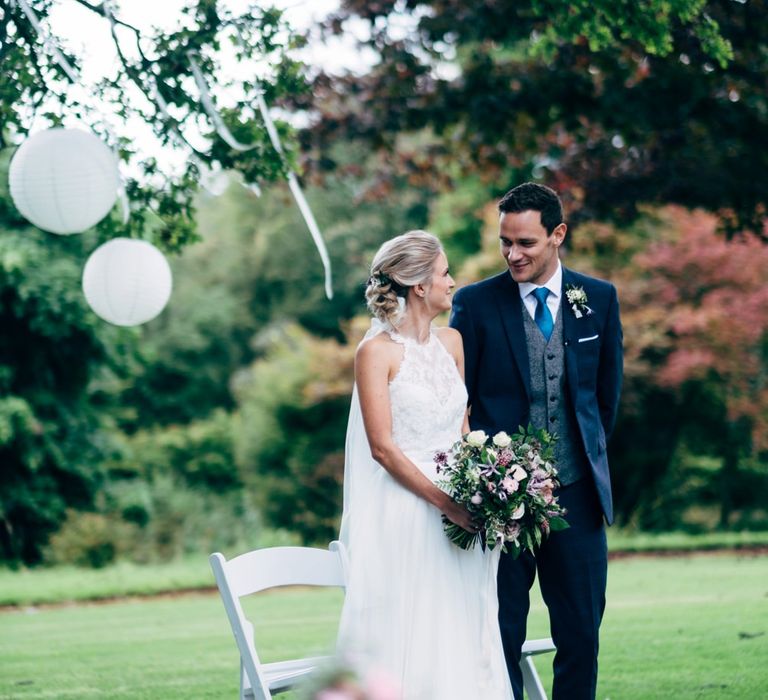 Outdoor Wedding Ceremony | Bride in Watters Peyton Top & Gracia Skirt Bridal Separates | Groom in Next Suit | Rustic Wedding at Patricks Barn, Sussex | Dale Weeks Photography | Love Filmed