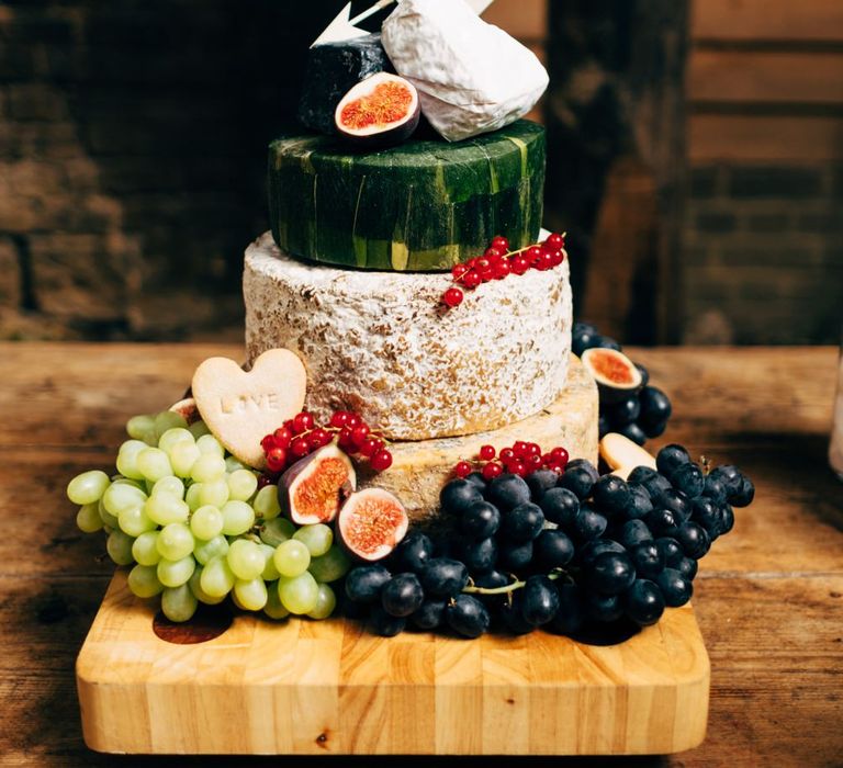 Cheese Tower Wedding Cake | Outdoor Ceremony & Rustic Wedding at Patricks Barn, Sussex | Dale Weeks Photography | Love Filmed