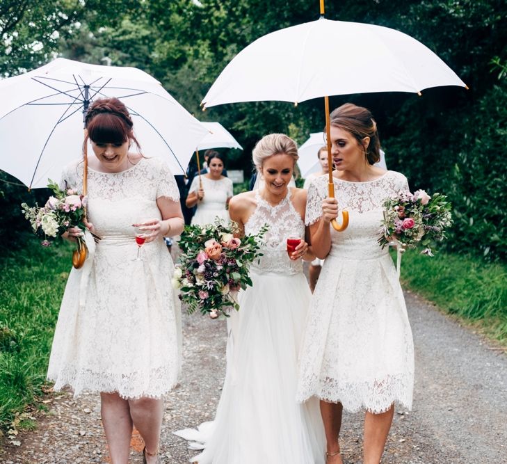 Bride in Watters Peyton Top & Gracia Skirt Bridal Separates | White Marks and Spencer Bridesmaid Dressed | Outdoor Ceremony & Rustic Wedding at Patricks Barn, Sussex | Dale Weeks Photography | Love Filmed