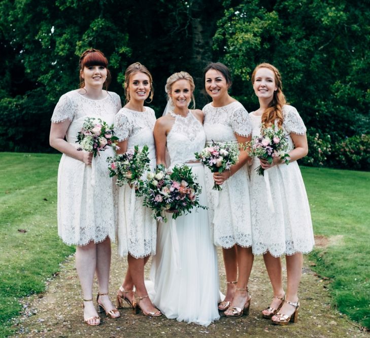 Bride in Watters Peyton Top & Gracia Skirt Bridal Separates | White Marks and Spencer Bridesmaid Dressed | Outdoor Ceremony & Rustic Wedding at Patricks Barn, Sussex | Dale Weeks Photography | Love Filmed