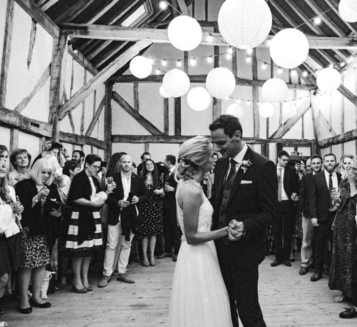 First Dance | Bride in Watters Peyton Top & Gracia Skirt Bridal Separates | Groom in Next Suit | Rustic Wedding at Patricks Barn, Sussex | Dale Weeks Photography | Love Filmed