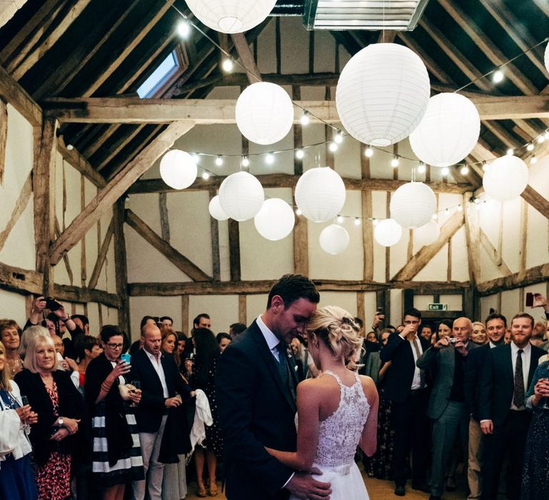 First Dance | Bride in Watters Peyton Top & Gracia Skirt Bridal Separates | Groom in Next Suit | Rustic Wedding at Patricks Barn, Sussex | Dale Weeks Photography | Love Filmed