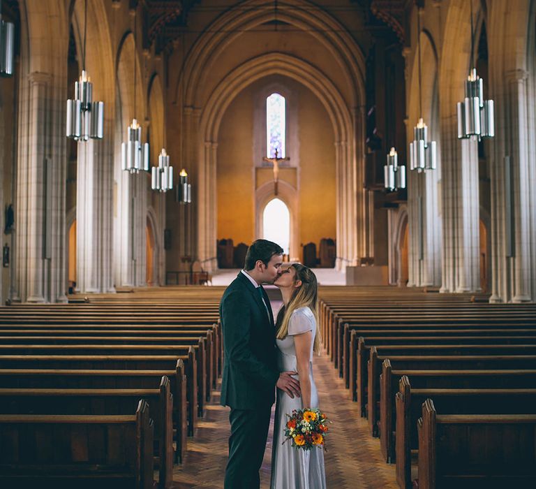 Bride & Groom at Ealing Abbey Intimate Church Wedding Ceremony