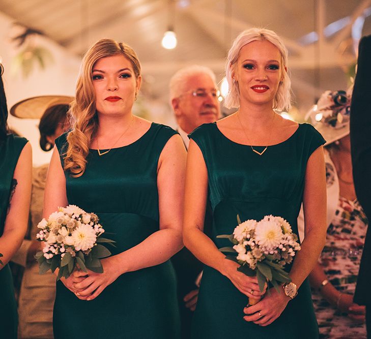 Bridesmaids in Forest Green Ghost Dresses