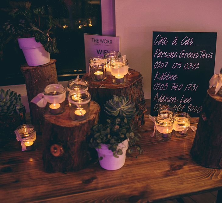 Rustic Tree Stump Wedding Decor