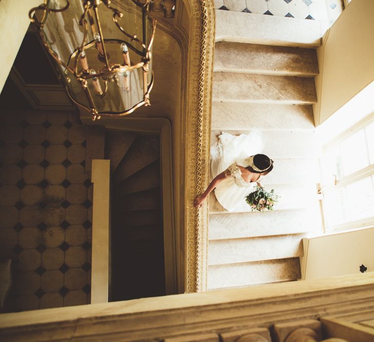 Bride In Embellished Anna Campbell Wedding Dress