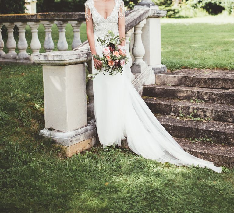 Bride In Embellished Anna Campbell Wedding Dress