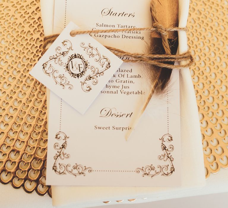 Place Setting With Feathers