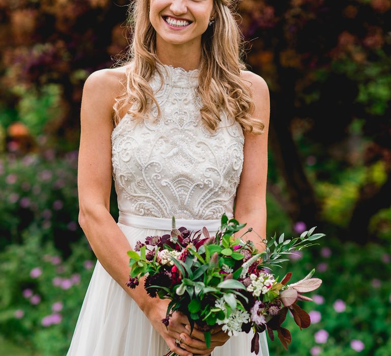 Bride in Catherine Deane Carly Bridal Gown | Bright At Home Tipi Wedding | Barney Walters Photography