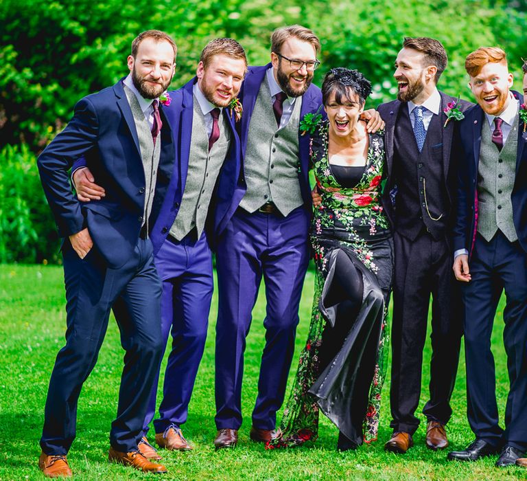 Groomsmen in Navy Suits | Bright At Home Tipi Wedding | Barney Walters Photography