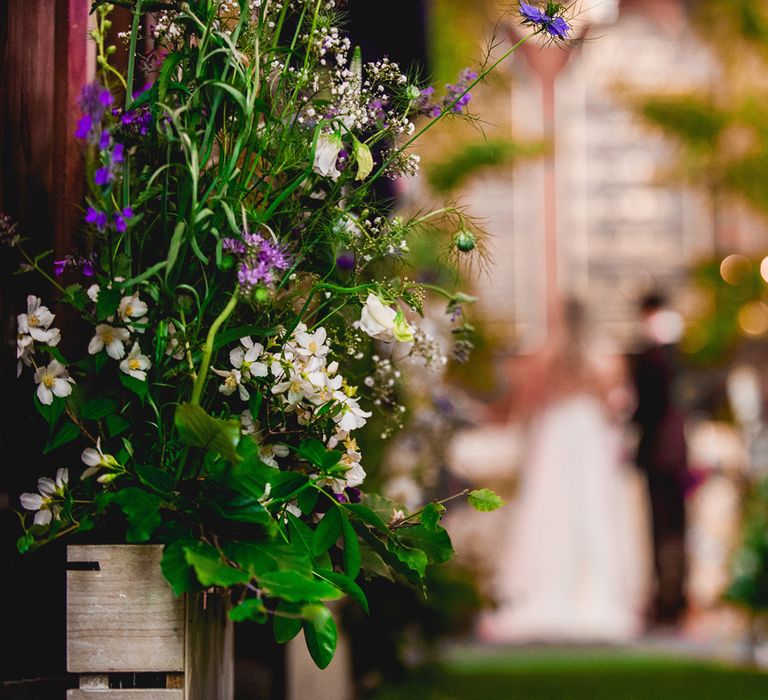 Church Aisle Flower Arrangements | Bright At Home Tipi Wedding | Barney Walters Photography