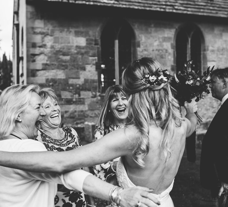 Bride in Catherine Deane Carly Bridal Gown | Bright At Home Tipi Wedding | Barney Walters Photography