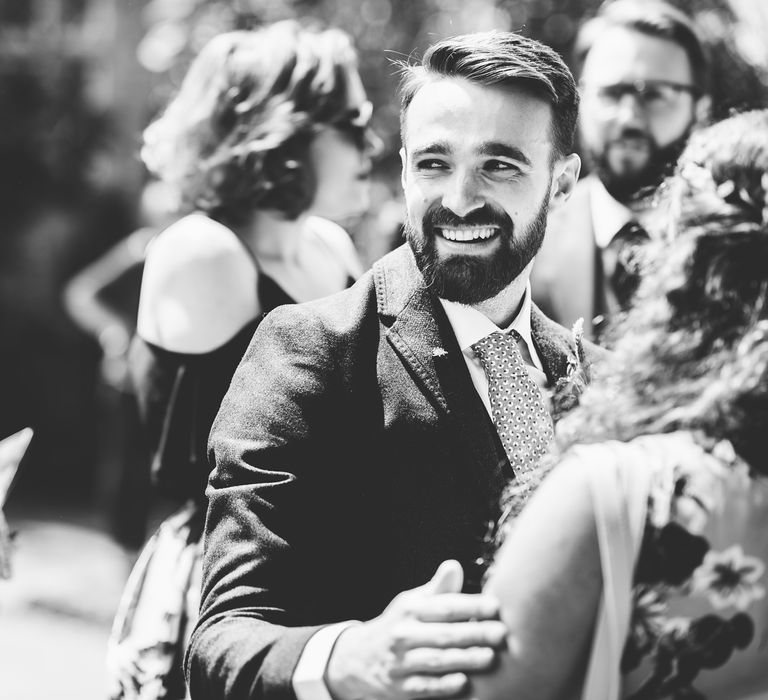 Groom in Navy Suit | Bright At Home Tipi Wedding | Barney Walters Photography