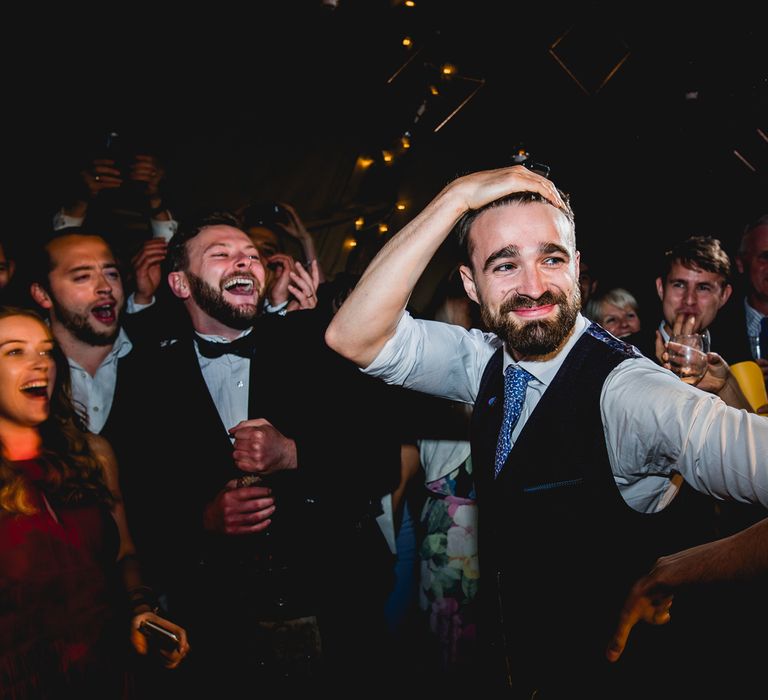 Beer Pong | Groom in Navy Suit | Bright At Home Tipi Wedding | Barney Walters Photography