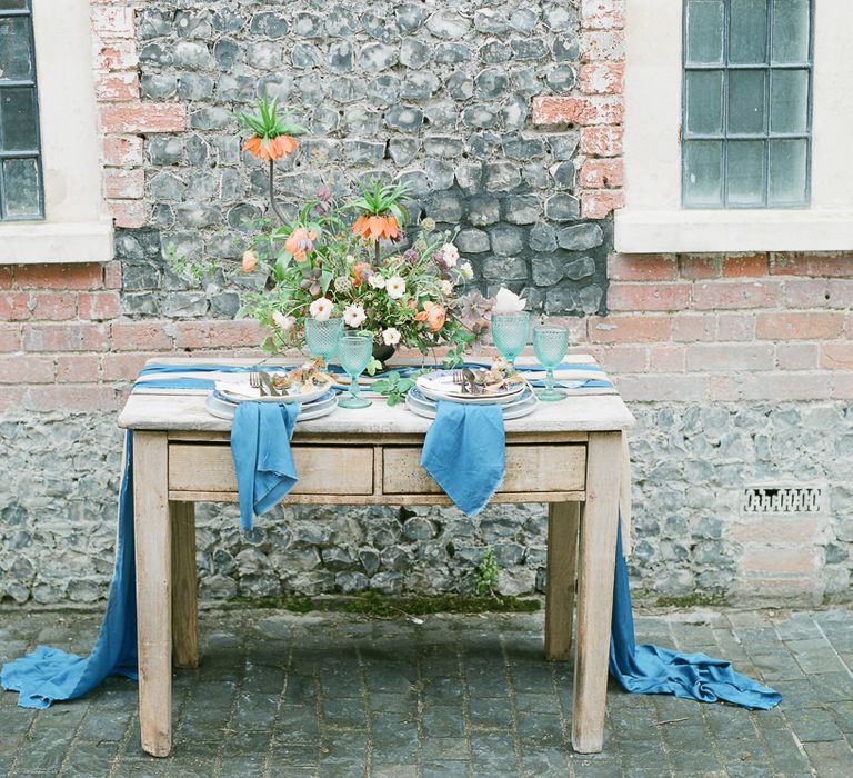 Sky Blue & Coral Wedding Inspiration For An Elegant Shoot In A Glasshouse At The Bombay Sapphire Distillery With Images From Julie Michaelsen Photography