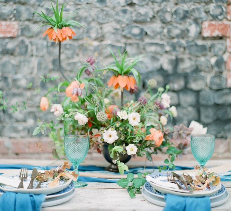 Sky Blue & Coral Wedding Inspiration For An Elegant Shoot In A Glasshouse At The Bombay Sapphire Distillery With Images From Julie Michaelsen Photography