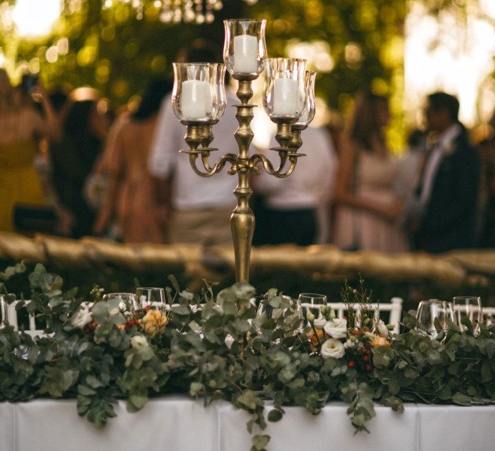 Romantic Outdoor Destination Wedding Umbria With White Linen, Foliage And Gold Accents With Bride In Bespoke Lace Dress And Images From Andrea & Federica