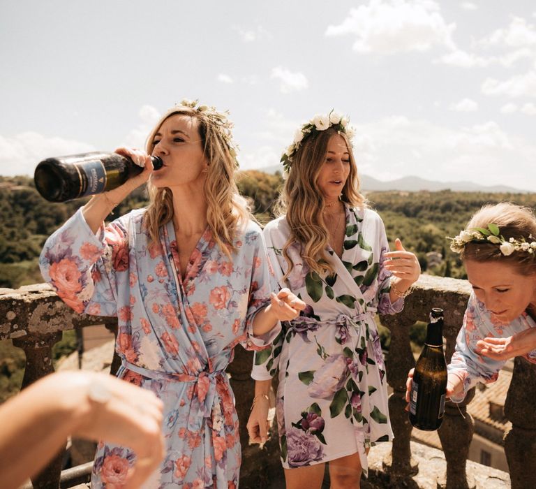 Romantic Outdoor Destination Wedding Umbria With White Linen, Foliage And Gold Accents With Bride In Bespoke Lace Dress And Images From Andrea & Federica