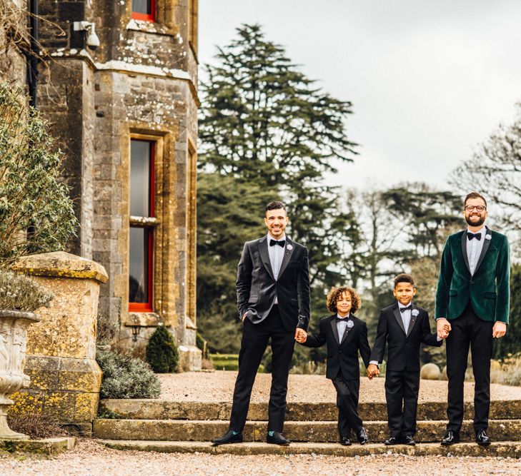 Grooms In Velvet Jackets Image by Michelle Wood Photographer