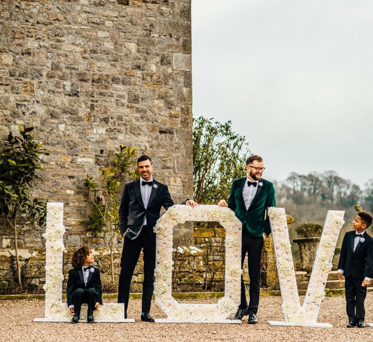 Grooms In Velvet Jackets Image by Michelle Wood Photographer