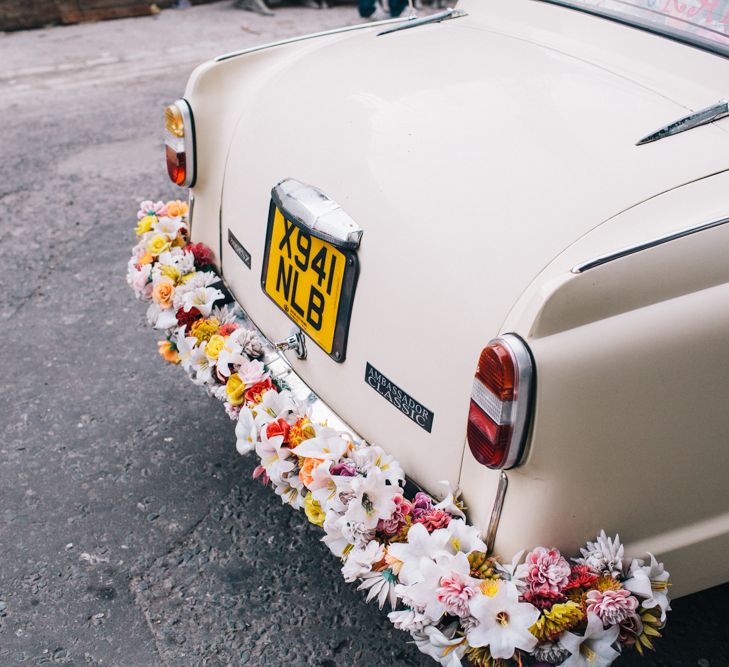 Indian Style Cab With Flowers For Wedding Day