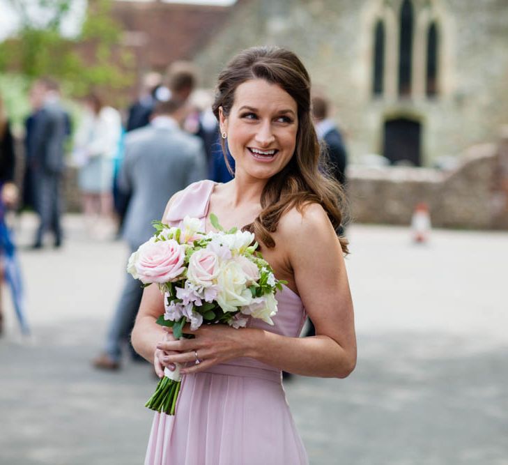 Bridesmaid in One Shoulder Pink Maids to Measure Dress | Blink Photography