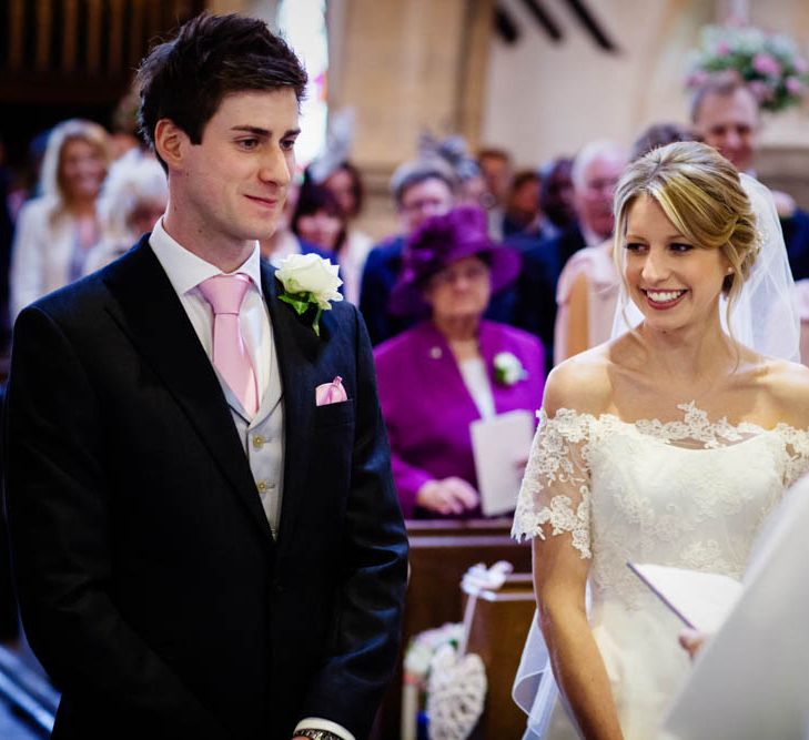 Church Wedding Ceremony | Bride in Sassi Holford Grace Wedding Dress | Groom in Traditional Oliver Brown Tailored Suit | Blink Photography