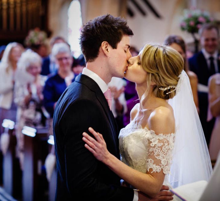 Church Wedding Ceremony | Bride in Sassi Holford Grace Wedding Dress | Groom in Traditional Oliver Brown Tailored Suit | Blink Photography