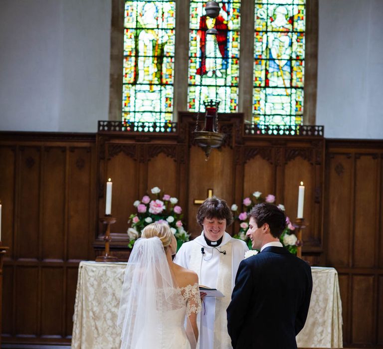 Church Wedding Ceremony | Bride in Sassi Holford Grace Wedding Dress | Groom in Traditional Oliver Brown Tailored Suit | Blink Photography