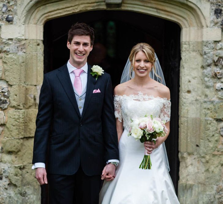 Church Wedding Ceremony | Bride in Sassi Holford Grace Wedding Dress | Groom in Traditional Oliver Brown Tailored Suit | Blink Photography