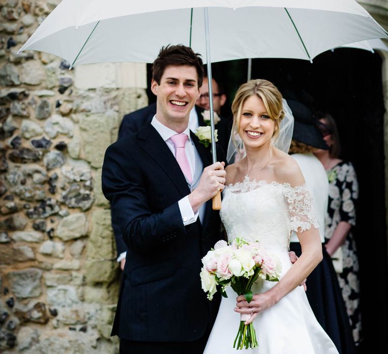 Bride in Sassi Holford Grace Wedding Dress | Groom in Traditional Oliver Brown Tailored Suit | Blink Photography