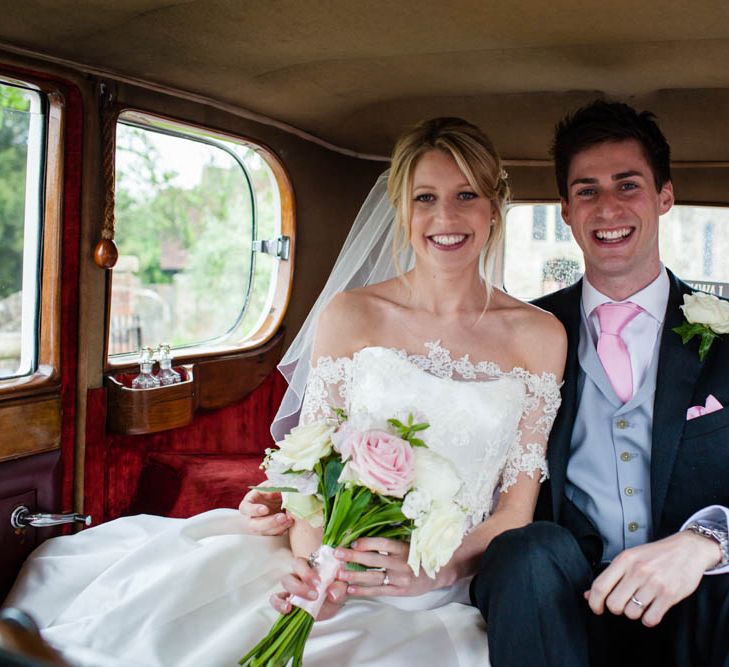 Wedding Car | Bride in Sassi Holford Grace Wedding Dress | Groom in Traditional Oliver Brown Tailored Suit | Blink Photography