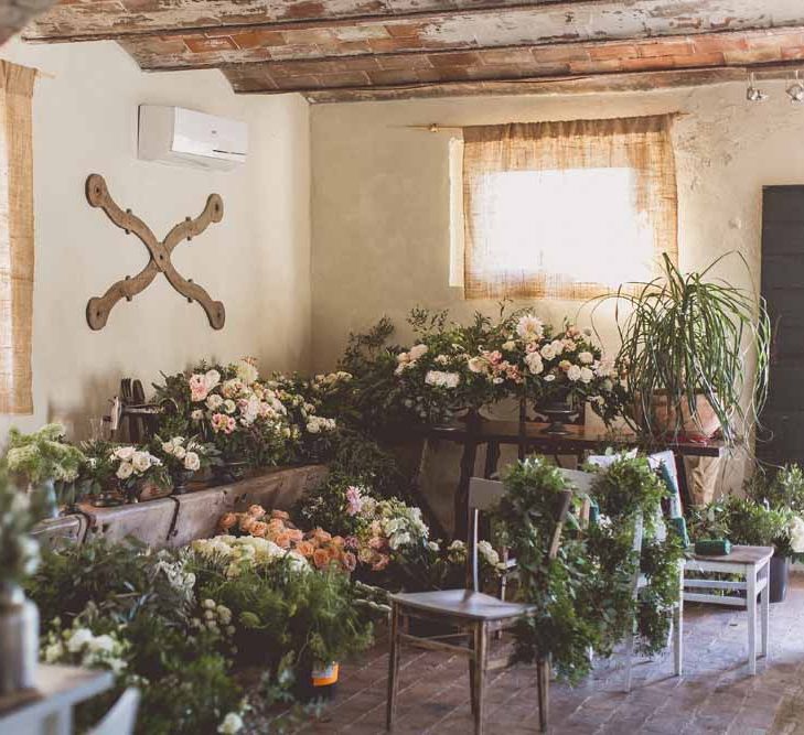 Wedding Flowers Ready To Be Arranged // Rustic Luxe Wedding In Tuscany Styled By The Wedding Of My Dreams With Flowers By Passion For Flowers Anna Campbell Bride Images & Film From WE ARE // THE CLARKES