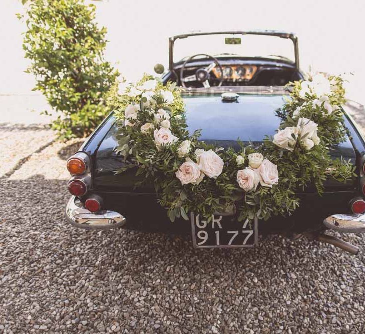 Vintage Wedding Car For Destination Wedding // Rustic Luxe Wedding In Tuscany Styled By The Wedding Of My Dreams With Flowers By Passion For Flowers Anna Campbell Bride Images & Film From WE ARE // THE CLARKES