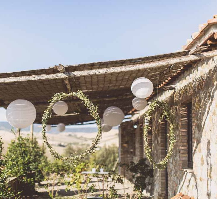 White Lantern Wedding Decor // Rustic Luxe Wedding In Tuscany Styled By The Wedding Of My Dreams With Flowers By Passion For Flowers Anna Campbell Bride Images & Film From WE ARE // THE CLARKES