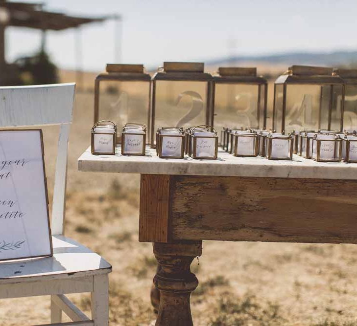 Escort Cards For Wedding // Rustic Luxe Wedding In Tuscany Styled By The Wedding Of My Dreams With Flowers By Passion For Flowers Anna Campbell Bride Images & Film From WE ARE // THE CLARKES