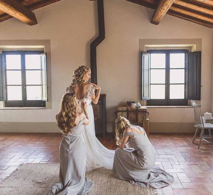 Anna Campbell Adelaide Wedding Dress // Rustic Luxe Wedding In Tuscany Styled By The Wedding Of My Dreams With Flowers By Passion For Flowers Anna Campbell Bride Images & Film From WE ARE // THE CLARKES