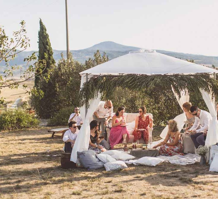 Outdoor Seating Area For Destination Wedding // Rustic Luxe Wedding In Tuscany Styled By The Wedding Of My Dreams With Flowers By Passion For Flowers Anna Campbell Bride Images & Film From WE ARE // THE CLARKES