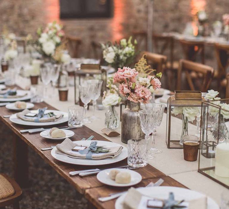 Outdoor Dining At Italian Wedding // Bridesmaids In Grey Dresses By Jenny Yoo // Rustic Luxe Wedding In Tuscany Styled By The Wedding Of My Dreams With Flowers By Passion For Flowers Anna Campbell Bride Images & Film From WE ARE // THE CLARKES