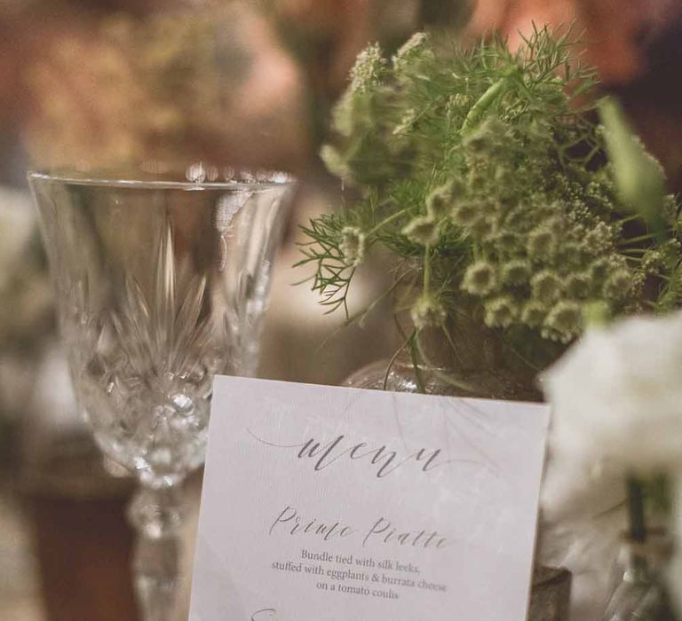 Outdoor Dining At Italian Wedding // Bridesmaids In Grey Dresses By Jenny Yoo // Rustic Luxe Wedding In Tuscany Styled By The Wedding Of My Dreams With Flowers By Passion For Flowers Anna Campbell Bride Images & Film From WE ARE // THE CLARKES