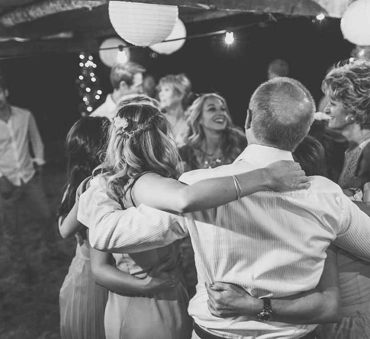 Outdoor Dining At Italian Wedding // Bridesmaids In Grey Dresses By Jenny Yoo // Rustic Luxe Wedding In Tuscany Styled By The Wedding Of My Dreams With Flowers By Passion For Flowers Anna Campbell Bride Images & Film From WE ARE // THE CLARKES