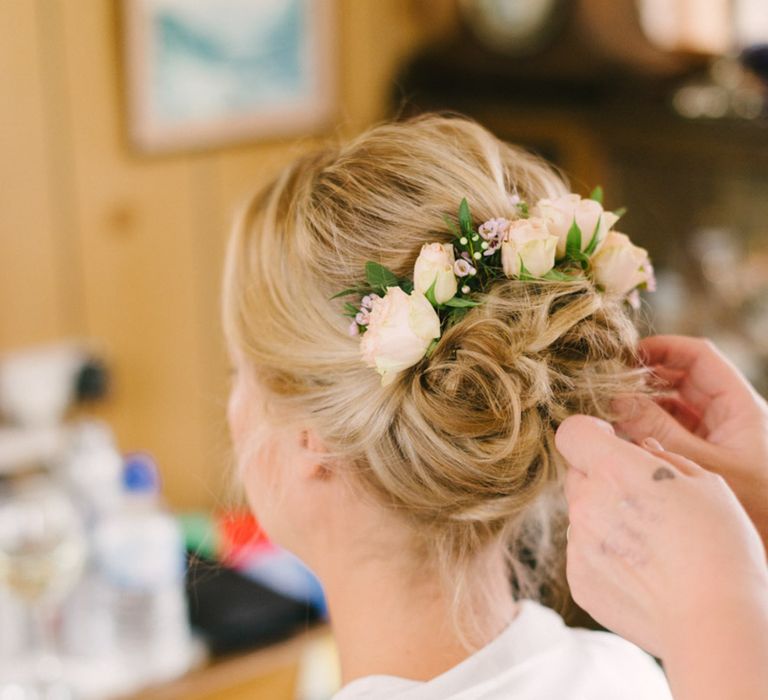 Bridal Updo With Fresh Flowers Image by Hannah Duffy Photography