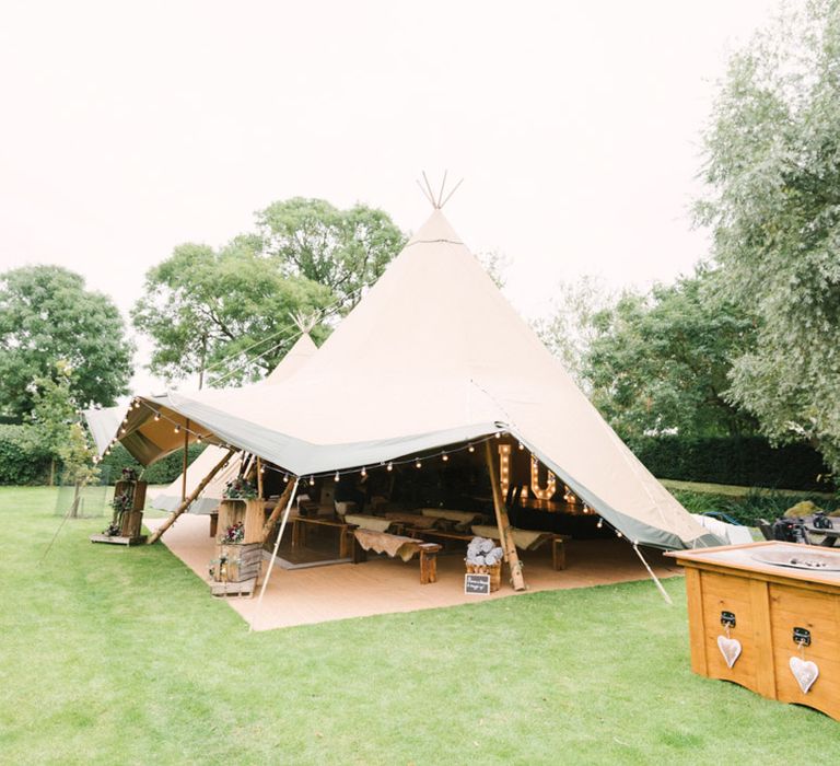 Outdoor Tipi Space For Wedding Drinks Reception Image by Hannah Duffy Photography